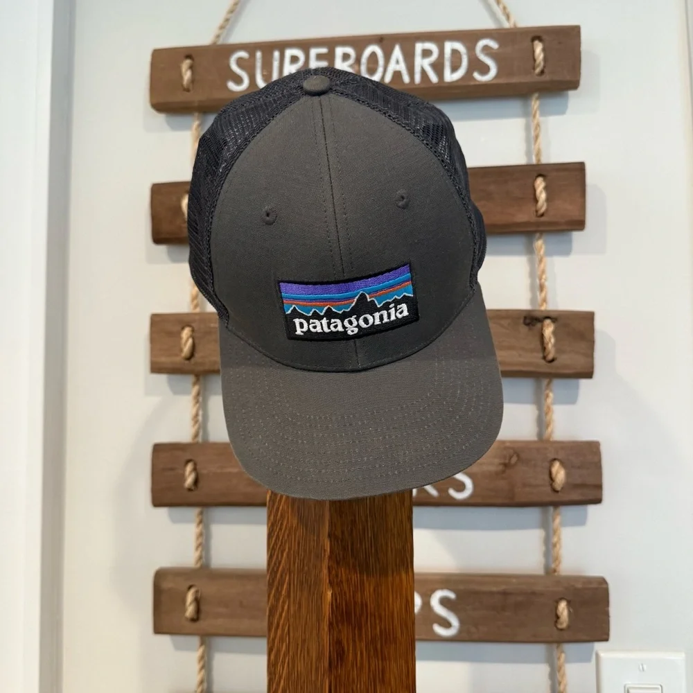 Patagonia Logo Forge Gray Trucker Hat 100%‎ Organic Cotton Unisex Gorpcore EUC